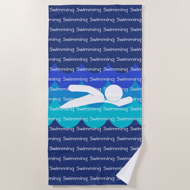 Swimming Tiled Text Design Beach Towel