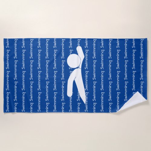 Swimming Tiled Text Design Beach Towel