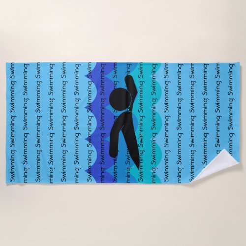 Swimming Tiled Text Design Beach Towel