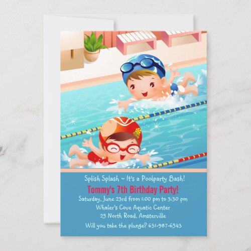 Swimming Tots Pool Party Invitation