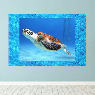 Swimming Turtle 60" x 40"Wrapped Canvas Print