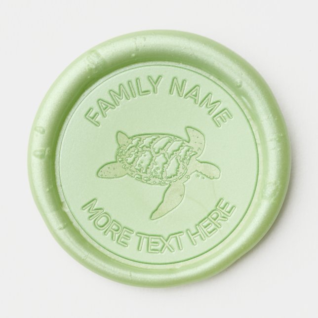 Swimming Turtle and Editable Text Wax Seal Sticker (Front)