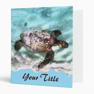 Swimming Turtle Customizable 1" Art Binder