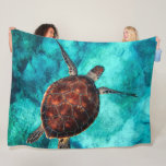 Swimming Turtle Fleece Blanket at Zazzle