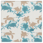 Swimming Turtle Pattern White Fabric