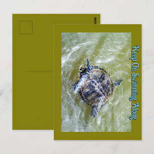 Swimming Turtle Says Hello Postcard