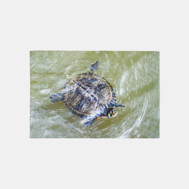 Swimming Turtle Says Hello Rug (Front)