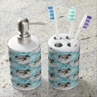 Swimming Turtle Soap Dispenser And Toothbrush Holder
