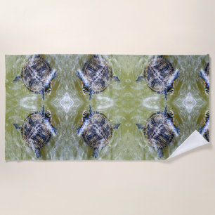 Swimming Turtle with It's Head Popped Up Beach Towel