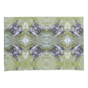 Swimming Turtle with It's Head Popped Up Pillow Case