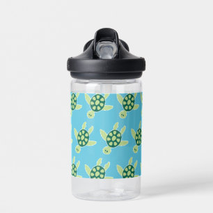 Swimming Turtles Blue Pattern Water Bottle