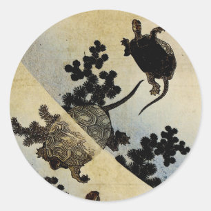 Swimming Turtles Classic Round Sticker