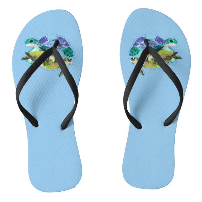 Swimming Turtles Flip Flops (Footbed)