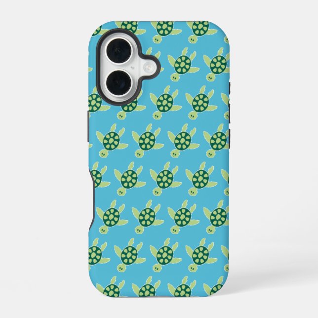 Swimming Turtles Pattern Blue Iphone Case (Back)