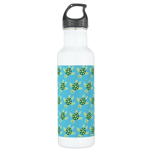 Swimming Turtles Pattern Blue Stainless Steel Water Bottle