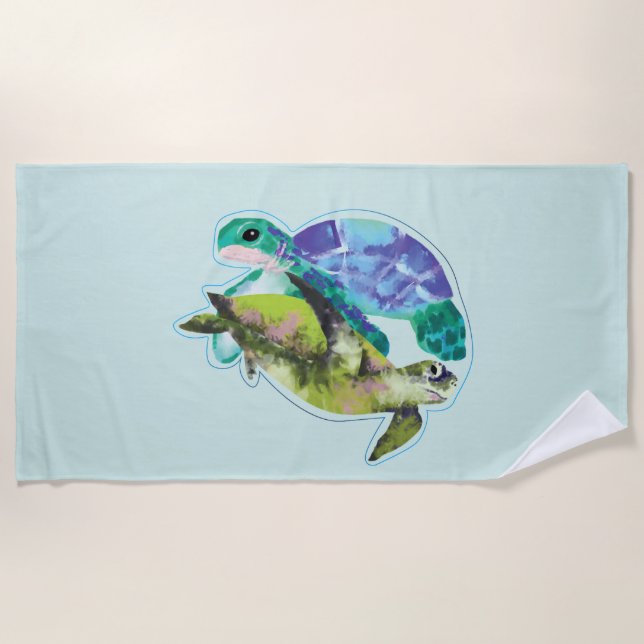 Swimming Turtles Summer Sea Life Ocean Life Beach Towel (Front)