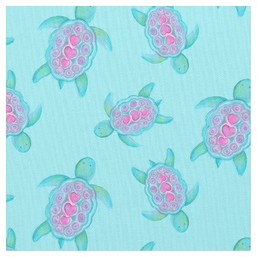 Swimming turtles watercolor art pattern fabric