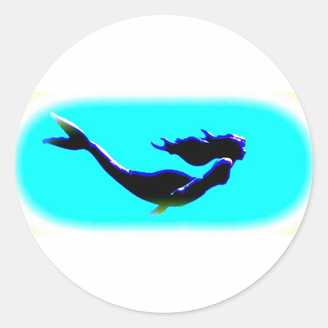 swimming underwater mermaid classic round sticker (Front)