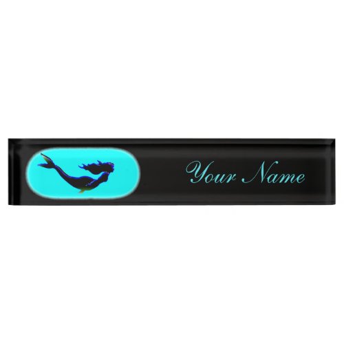 swimming underwater mermaid desk name plate