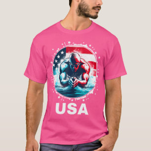 Swimming United States Team Apparel American Flag  T-Shirt