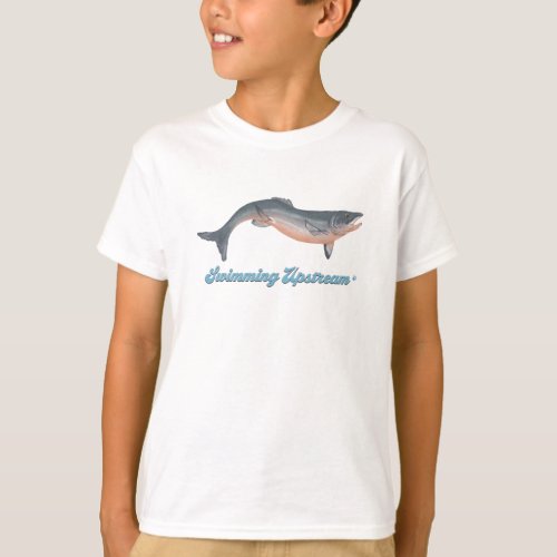 SWIMMING UPSTREAM Wild Salmon T_Shirt
