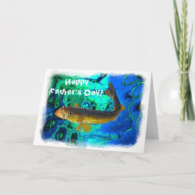Swimming Walleye, Pickerel Fish Art Card (Front)