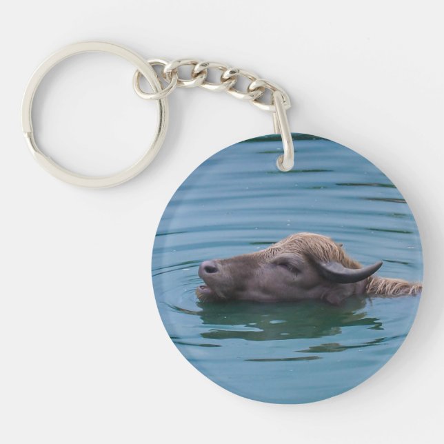 Swimming Water Buffalo Keychain (Front)