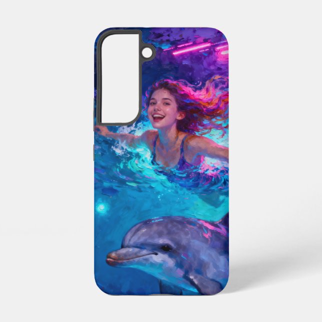 Swimming with a Dolphin Samsung Galaxy Case (Back)