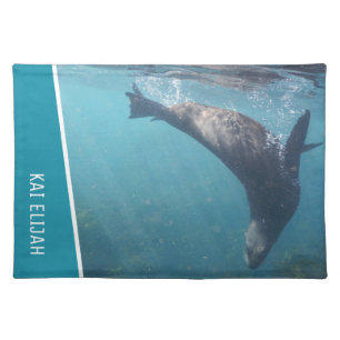 Swimming with a Seal Underwater Australia Cloth Placemat