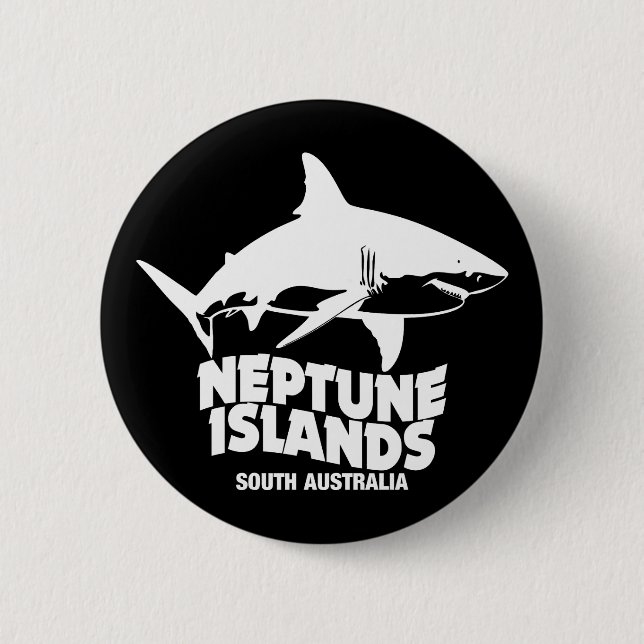 Swimming With Great White Sharks Neptune Islands Button (Front)