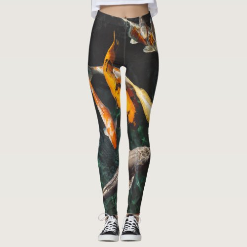 swimming with koi leggings