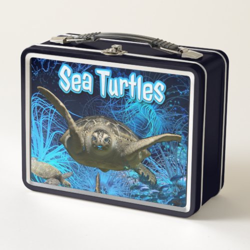 Swimming With Sea Turtles Metal Lunch Box