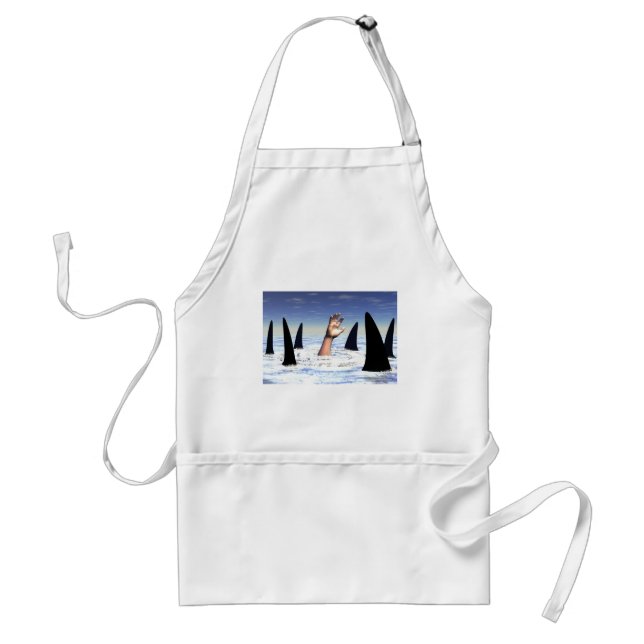 Swimming with sharks adult apron (Front)