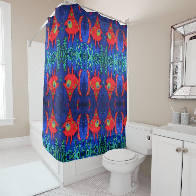 Swimming with the Fishes Shower Curtain (In Situ)