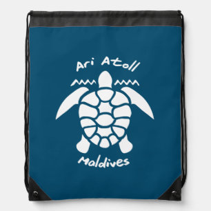 Swimming With Turtles at The Maldives on Ari Atoll Drawstring Bag