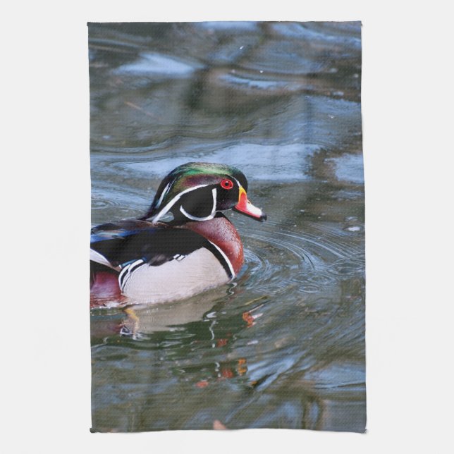 Swimming Wood Duck Towel (Vertical)