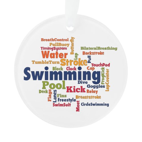 Swimming Word Cloud Ornament