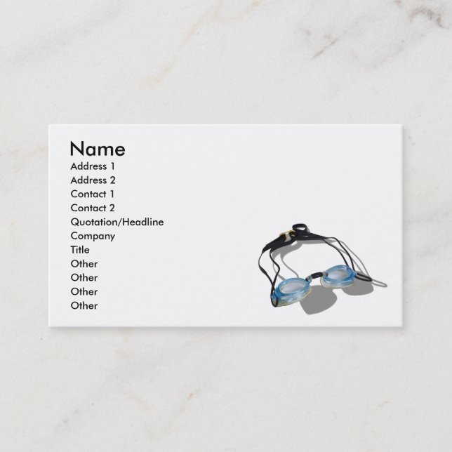 SwimmingGoggles091210, Name, Address 1, Address... Business Card (Front)