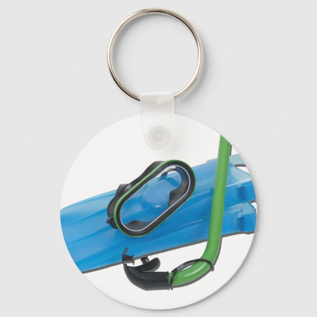 SwimmingGogglesSnorkelFins101311 Keychain (Front)