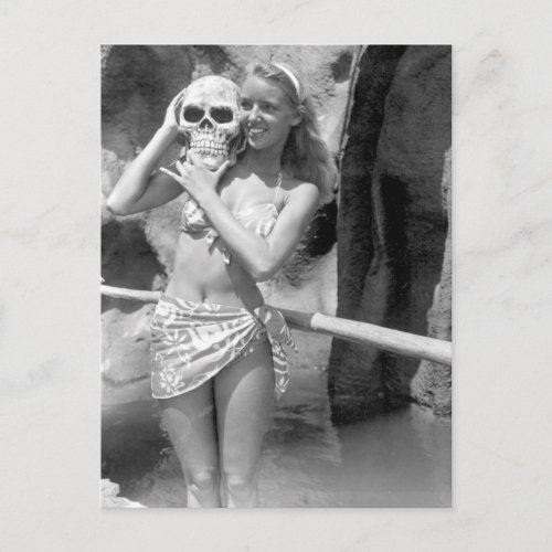 Swimsuit Beauty  Black and White photo Postcard