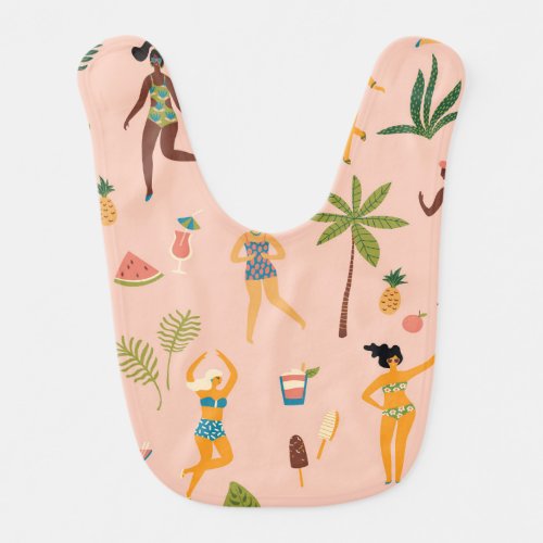 Swimsuit Ladies Tropical Vintage Dance Baby Bib