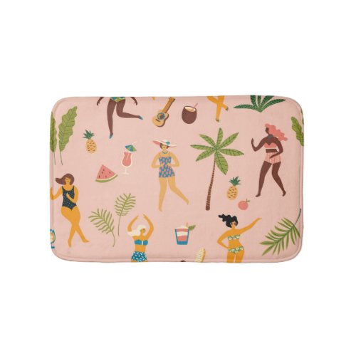 Swimsuit Ladies Tropical Vintage Dance Bath Mat