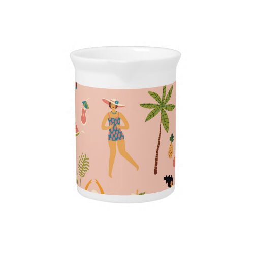 Swimsuit Ladies Tropical Vintage Dance Beverage Pitcher