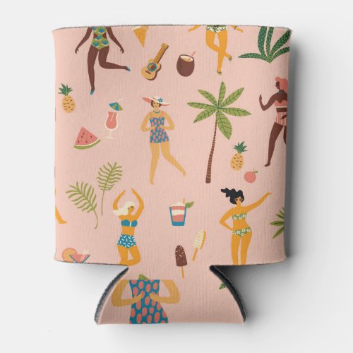 Swimsuit Ladies Tropical Vintage Dance Can Cooler