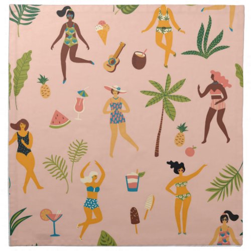 Swimsuit Ladies Tropical Vintage Dance Cloth Napkin