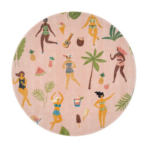 Swimsuit Ladies Tropical Vintage Dance Cutting Board