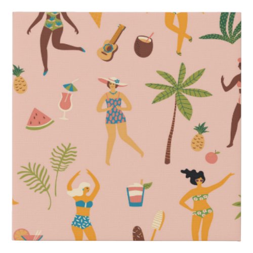 Swimsuit Ladies Tropical Vintage Dance Faux Canvas Print