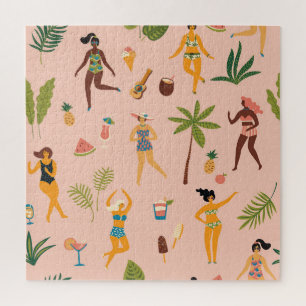 Swimsuit Ladies: Tropical Vintage Dance Jigsaw Puzzle