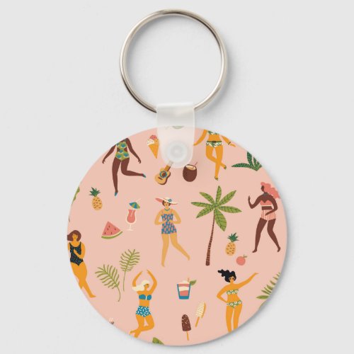 Swimsuit Ladies Tropical Vintage Dance Keychain