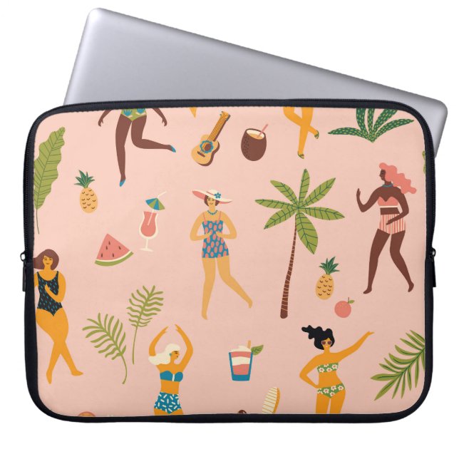 Swimsuit Ladies: Tropical Vintage Dance Laptop Sleeve (Front)